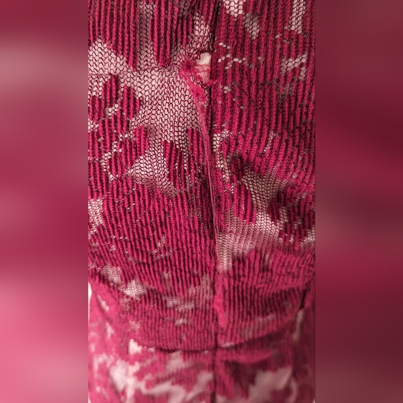 Endless Rose, Sleeveless Lace High Neck Midi Dress color Burgundy - Picture 8 of 10